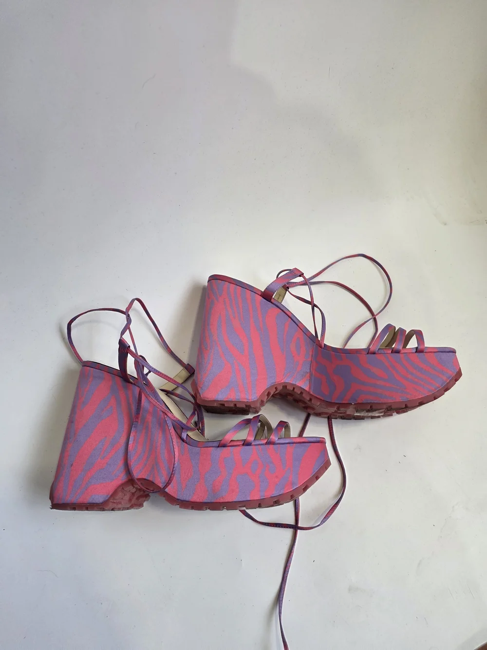 Jessica Simpson Pink Zebra-Print Platform Wedge Sandals Size 9.5